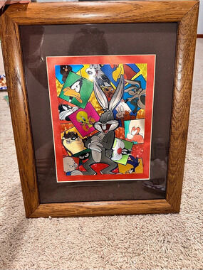 Vtg Warner Bros. Looney Tunes framed Foil Art